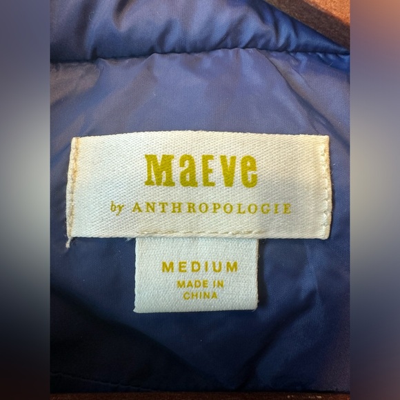 Maeve Anthropologie Blue Snap- Sleeve Puffer Jacket- size M - Picture 3 of 9